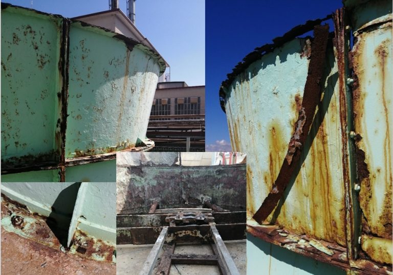 Torre de enfriamiento con problemas de corrosión.
